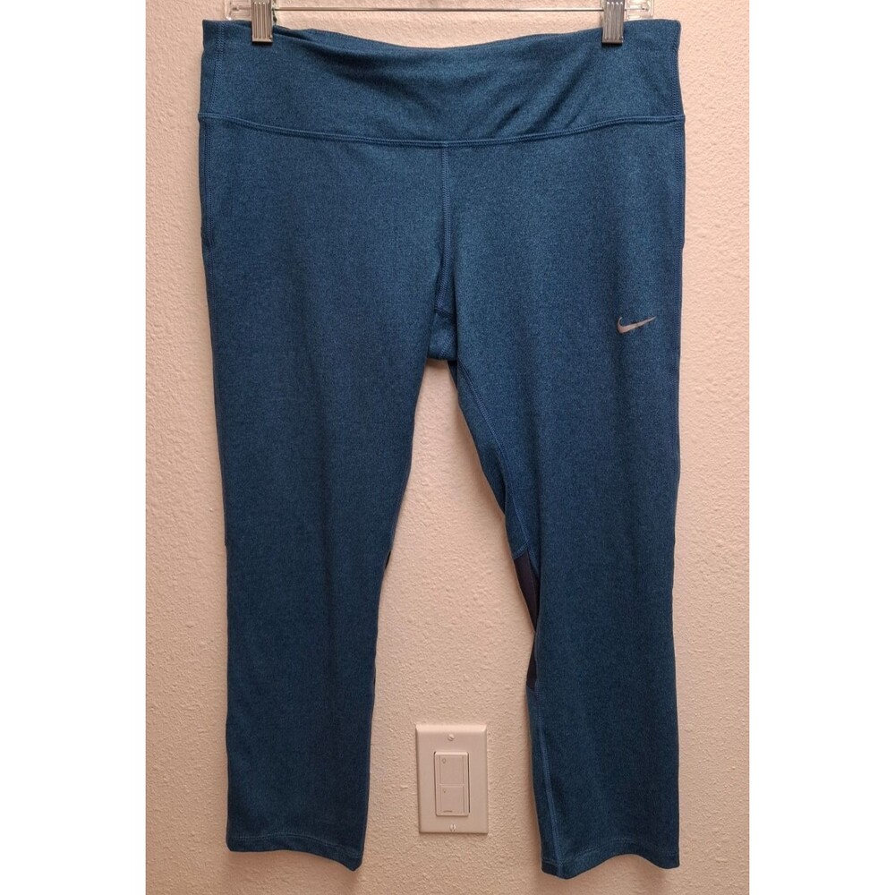 Women's NIKE Dri-Fit Blue Cropped Mesh Running Leggings Size Large